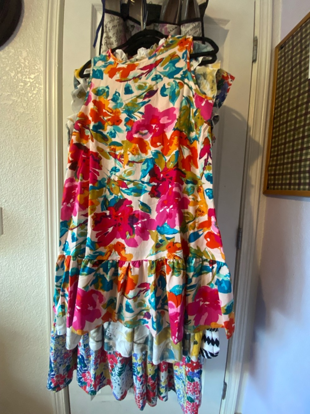 Vibrant Floral Sleeveless Sundress - White Base with Pink, Orange & Teal Blooms